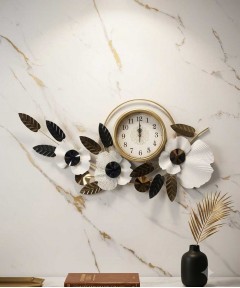 White And Gold And Bronze Wall Clock
